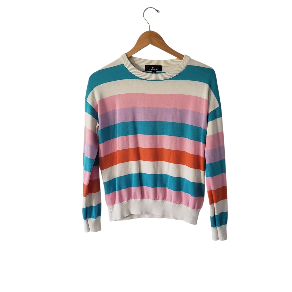 Lulu's Strip. Sweater. Size Small. Strips. Colors.